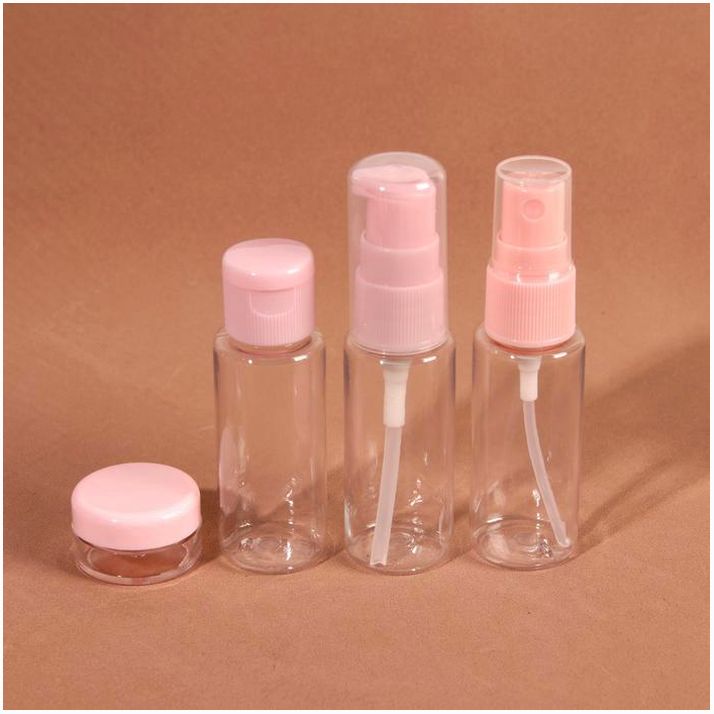 № 4433081 Набор для хранения в футляре, 4 предмета, цвет прозрачный/розовый