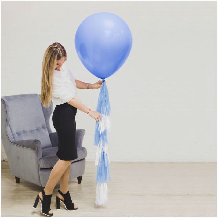 Картинка Воздушный шар "1 годик малыш", голубой, с тассел лентой, 24" (№1626995) от магазина Мир детей Товары для Новорожденных