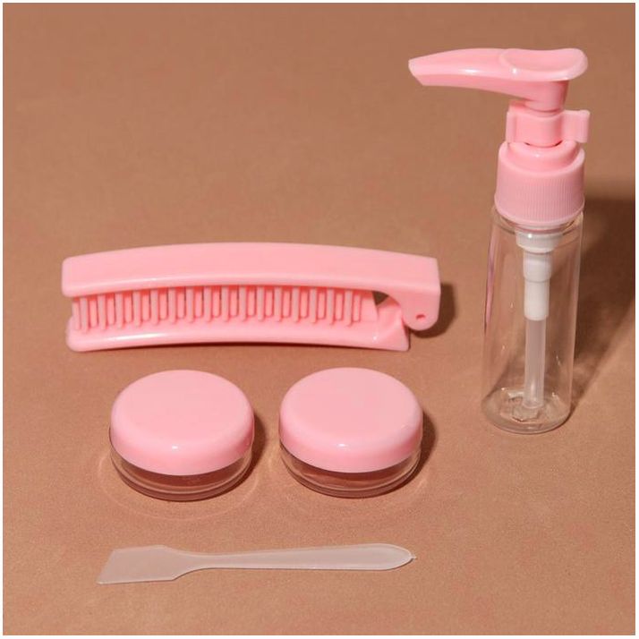 № 4437618 Набор для хранения в футляре, 5 предметов, цвет розовый