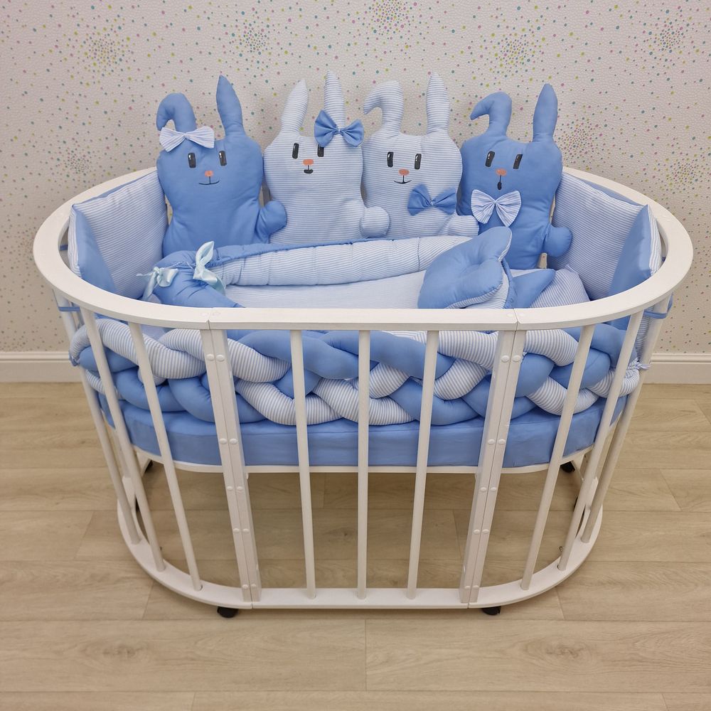 Картинка КПБ 16 пр (борт + пододеяльник + одеяло + наволочка + 2подушки + простынь + гнездо (бязь) (№1170-0-1бб) цвета в ассортименте от магазина Мир детей Товары для Новорожденных