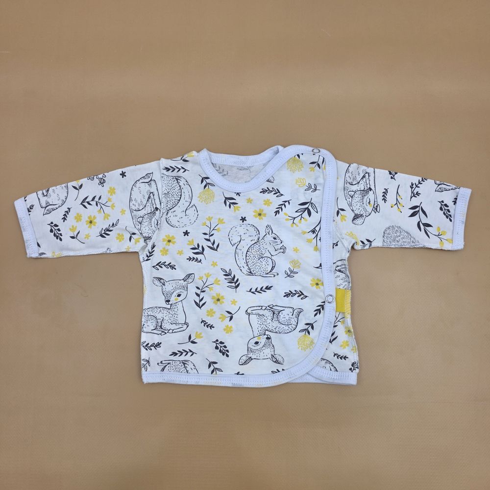 Распашонка №7 (кулирка, длинный рукав, кнопки на плече и сбоку, швы наружу) артикул анонс 1560-62МД