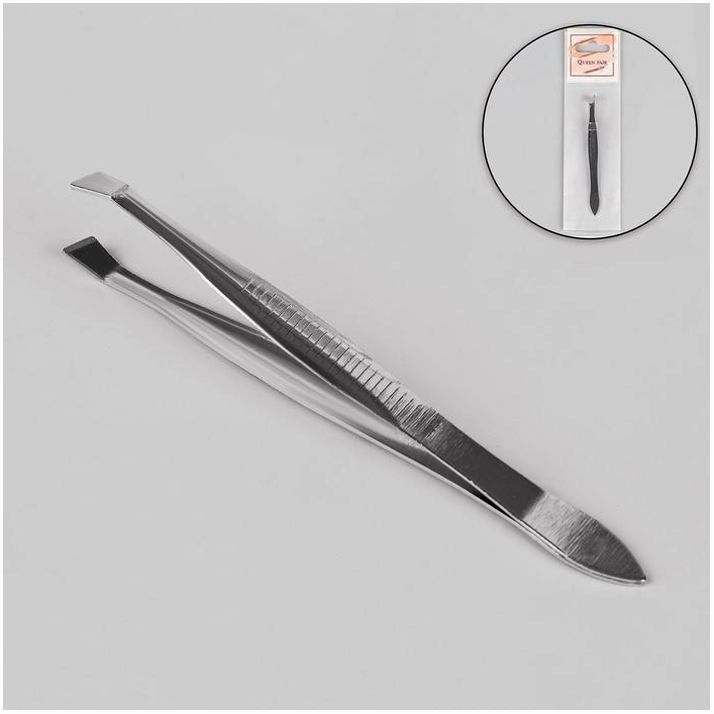 Пинцет скошенный, узкий, 8,5 см, цвет серебристый артикул анонс 1492254