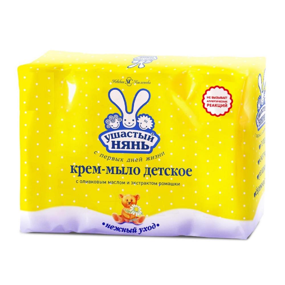 Детское крем-мыло Ушастый нянь, с оливковым маслом и ромашкой, 4х100 г артикул анонс 1575677
