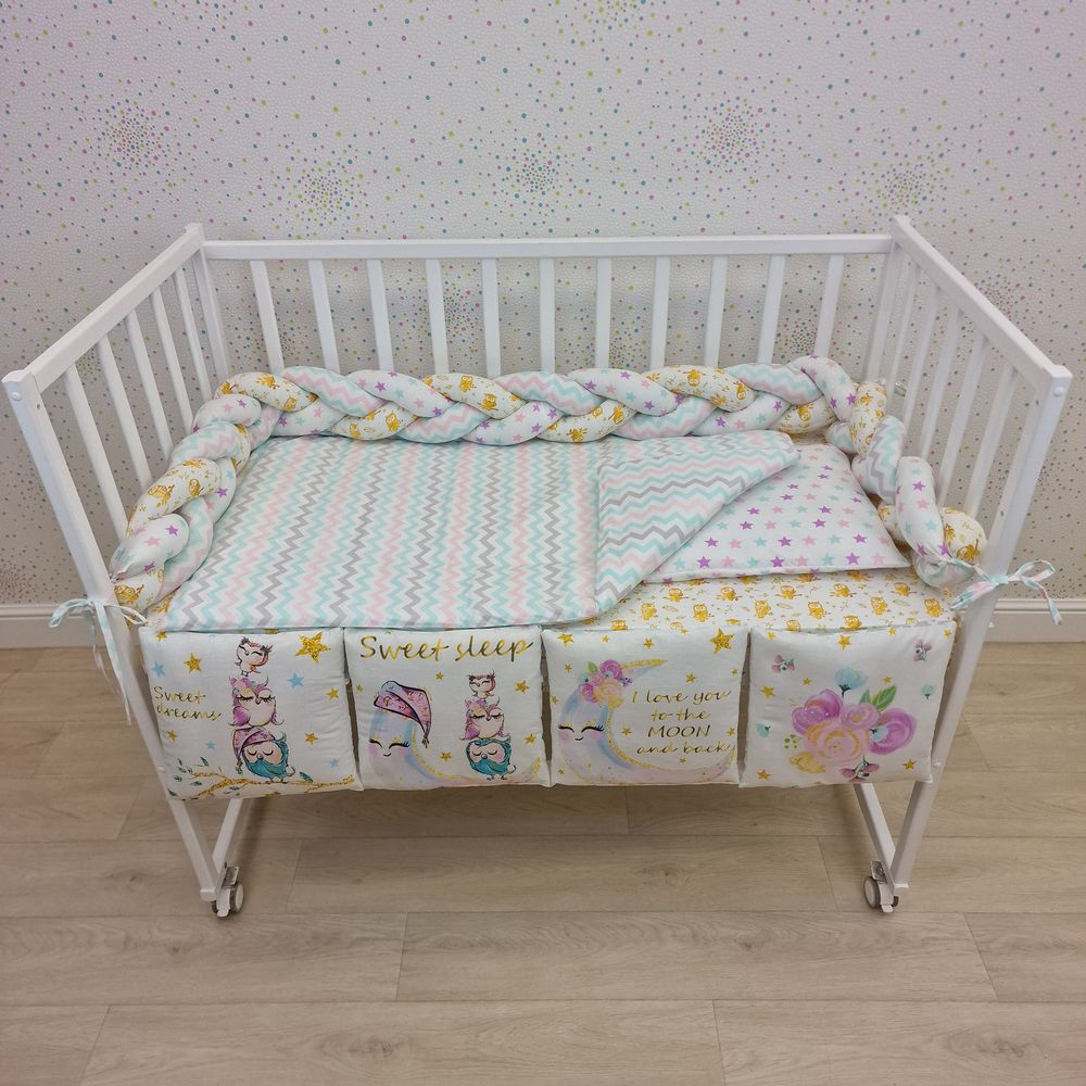 КПБ 10 пр (борт + пододеяльник + одеяло + наволочка + подушка + простынь (бязь) коса артикул анонс 1160-0-1Кбб_05