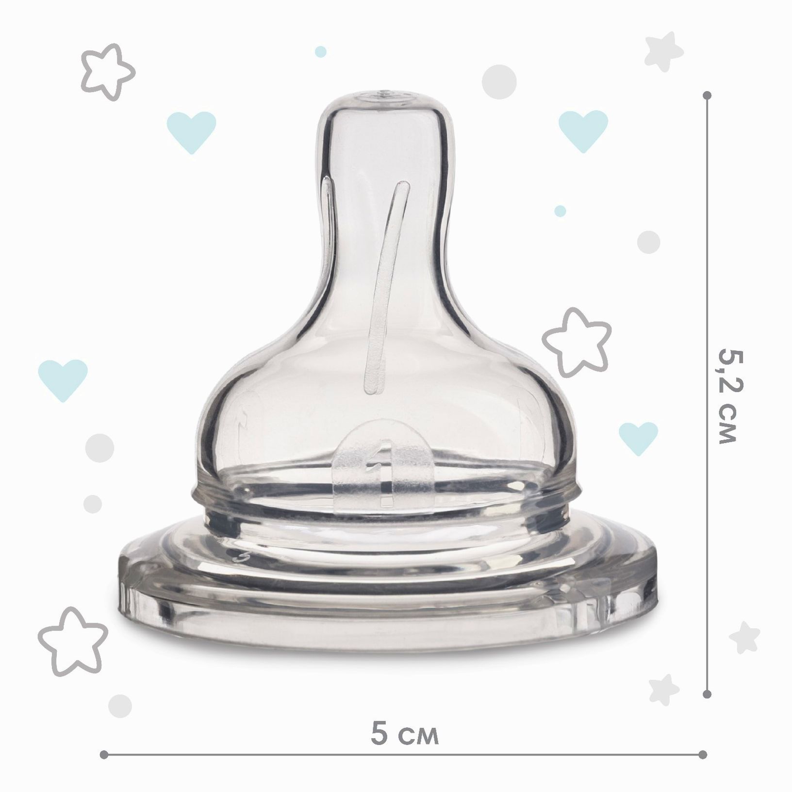 Картинка Соска силиконовая, ШГ, ?50мм, усиленное кольцо +3 мес., средний поток (№9824216) от магазина Мир детей Товары для Новорожденных