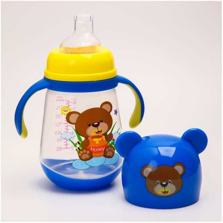 № 4313606 Поильник с ручками, мягкий носик, 240 мл., широкое горло, цвет МИКС