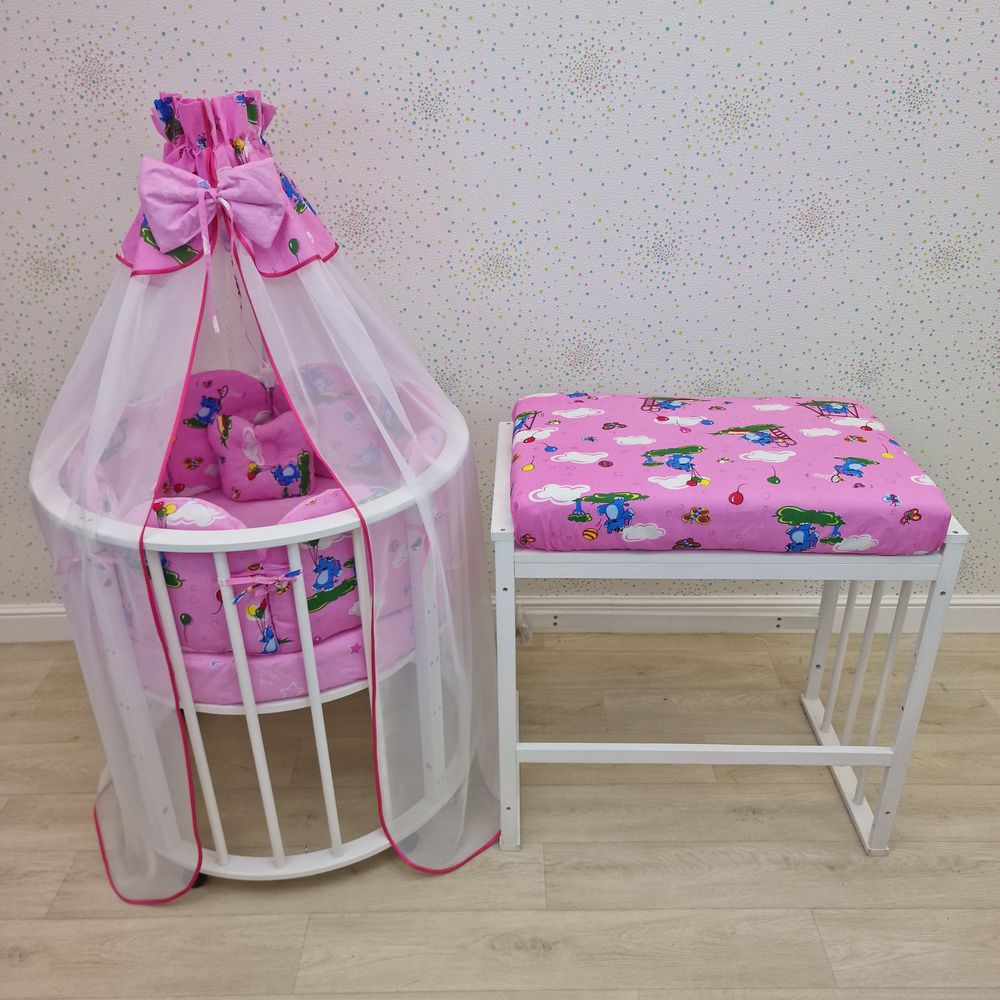 Картинка КПБ 22 пр (балдахин + борт + пододеяльник + 2 одеяла + наволочка + 2 подушки + 3 простын (бязь) 12пк (№1150-О-1) цвета в ассортименте от магазина Мир детей Товары для Новорожденных