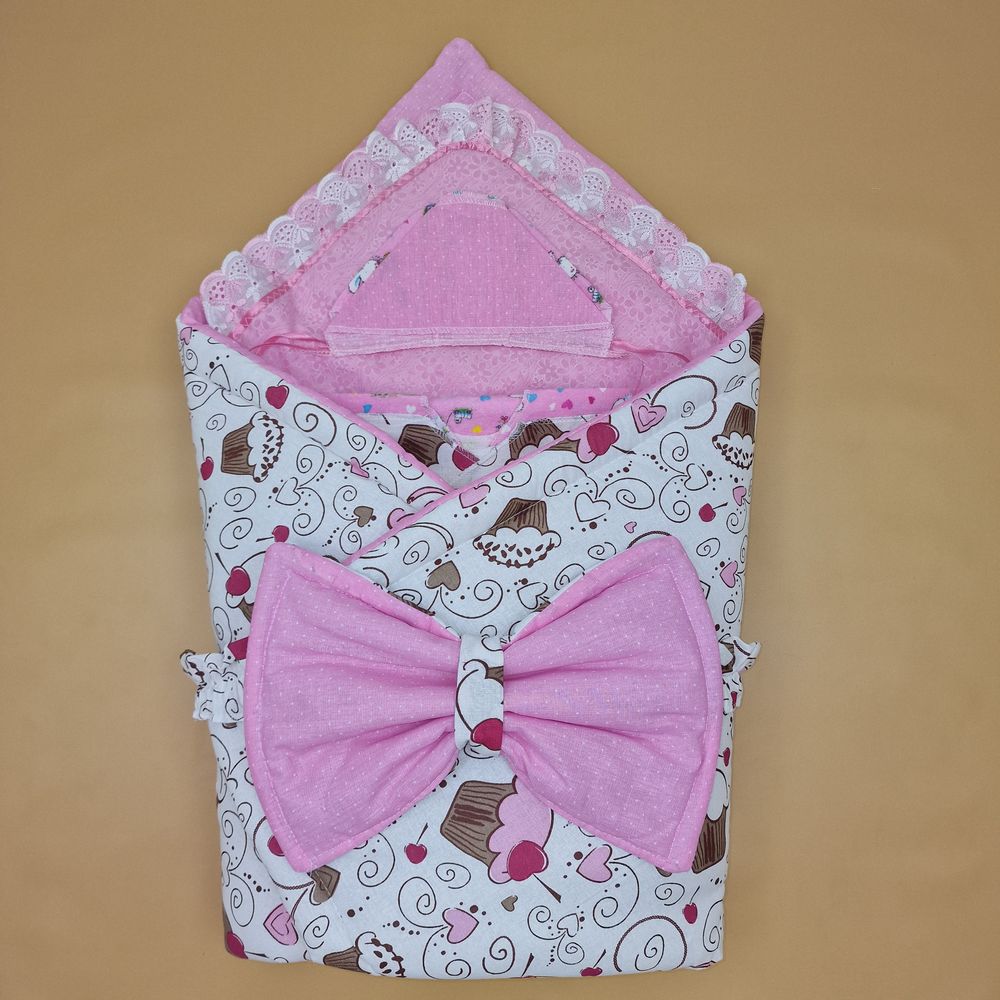 Комплект на выписку 7 пр: одеяло+уголок+пеленка+2 распашонки+чепчик+бант артикул анонс 1880б-2-2_о_13