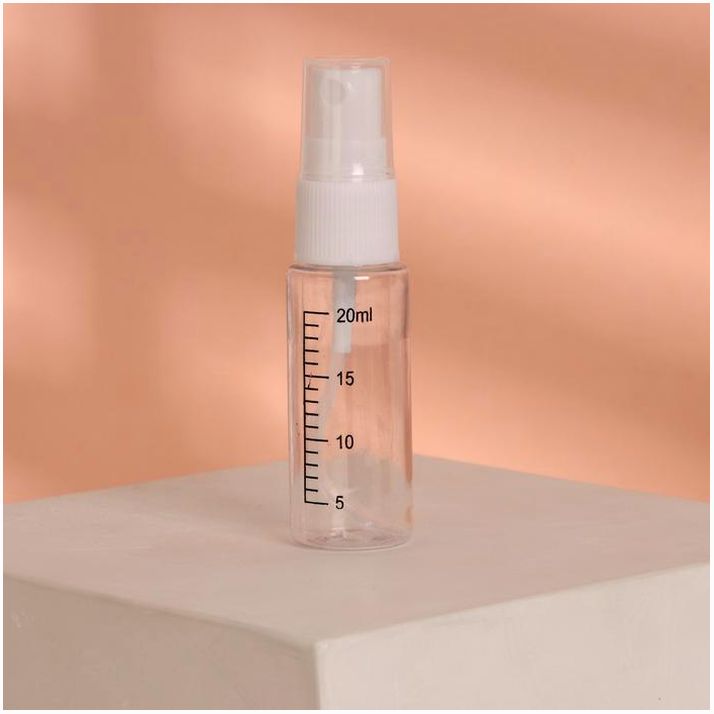 № 2294458 Бутылочка для хранения, с распылителем, со шкалой деления, 20 мл, цвет белый/прозрачный