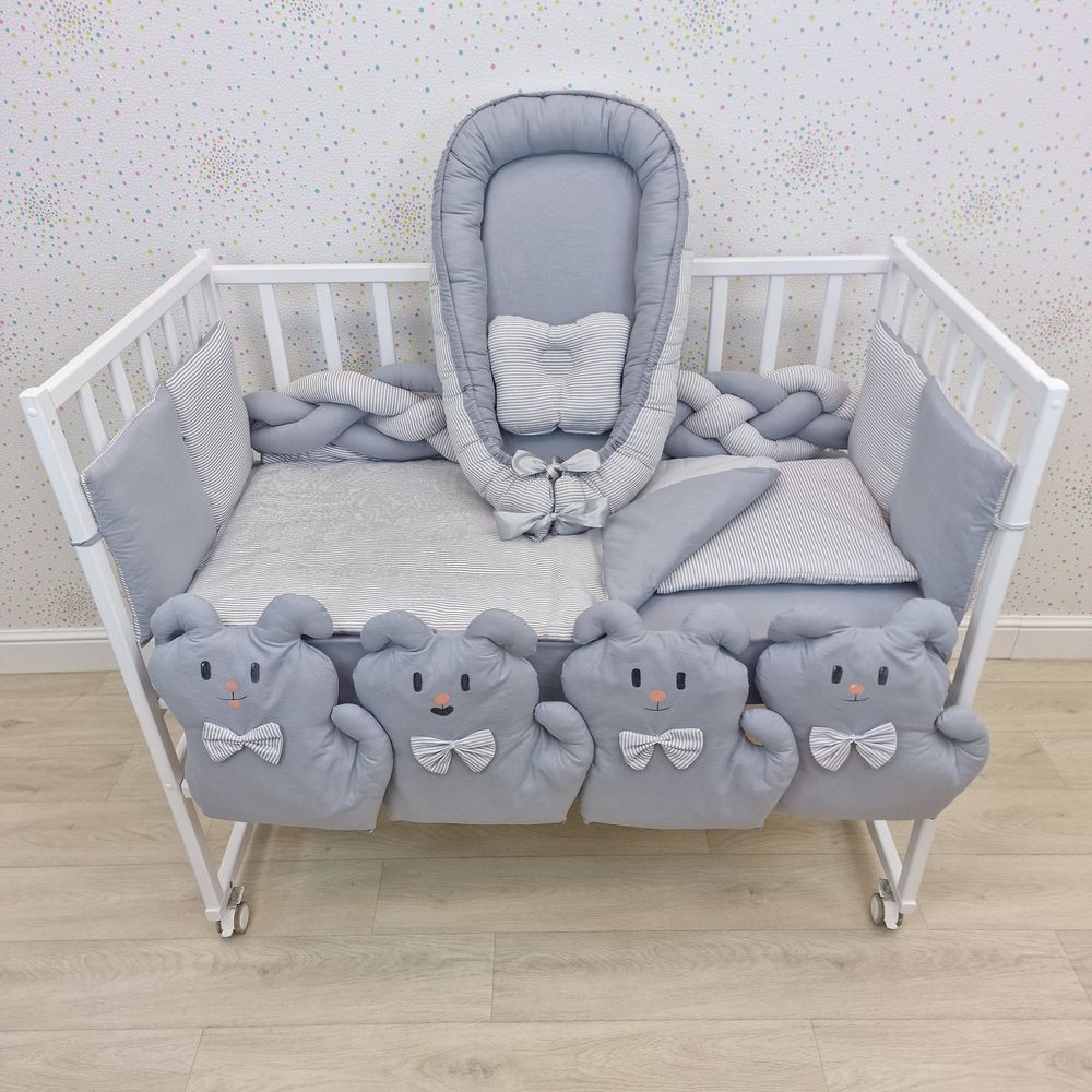 КПБ 16 пр (борт + пододеяльник + одеяло + наволочка + 2подушки + простынь + гнездо (бязь) артикул анонс 1171-0-1бб