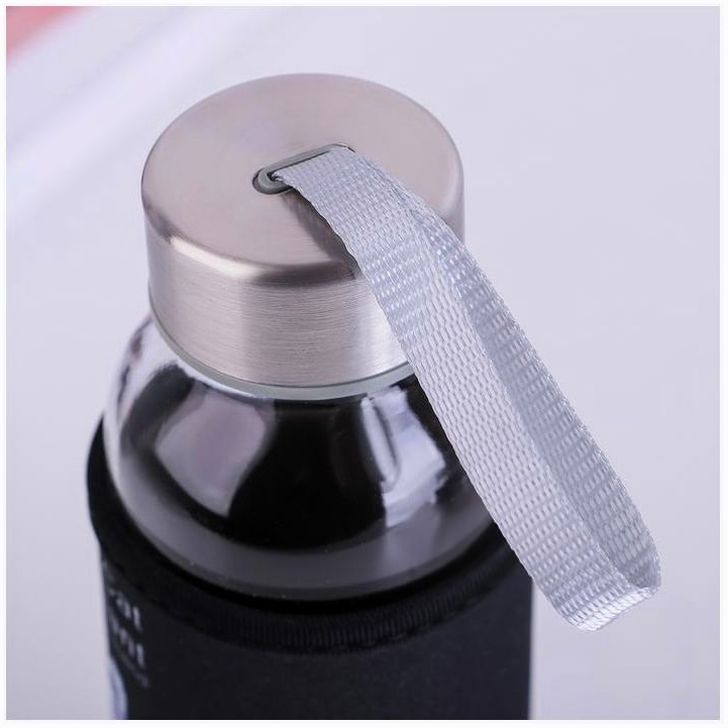 Картинка Бутылка для воды стеклянная в чехле «Хитрый котик», 300 мл, h=17 см, рисунок МИКС (№3600792) от магазина Мир детей Товары для Новорожденных