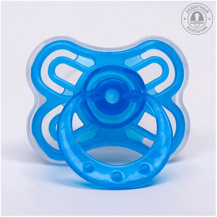 Соска - пустышка классическая, силикон, +6 мес., с колпачком «Бабочка», цвет голубой артикул анонс 4770926