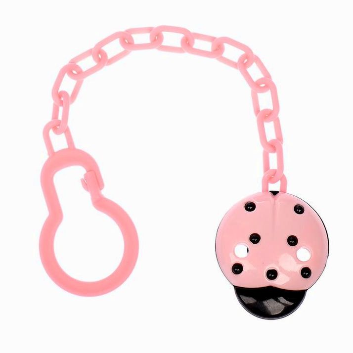 Держатель для соски - пустышки «Божья коровка», на цепочке, цвет розовый артикул анонс 2932010