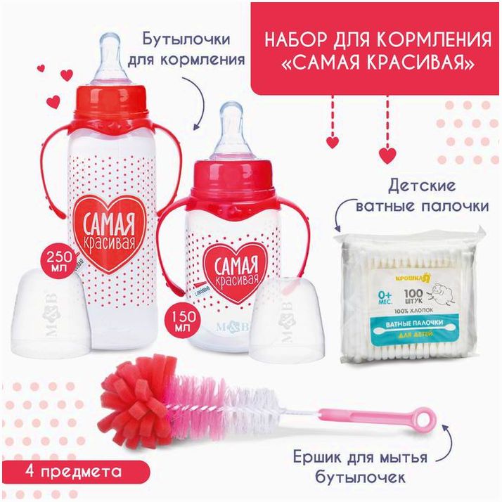 Набор для кормления и ухода «Самая красивая» 0+, 4 предмета артикул анонс 9917836