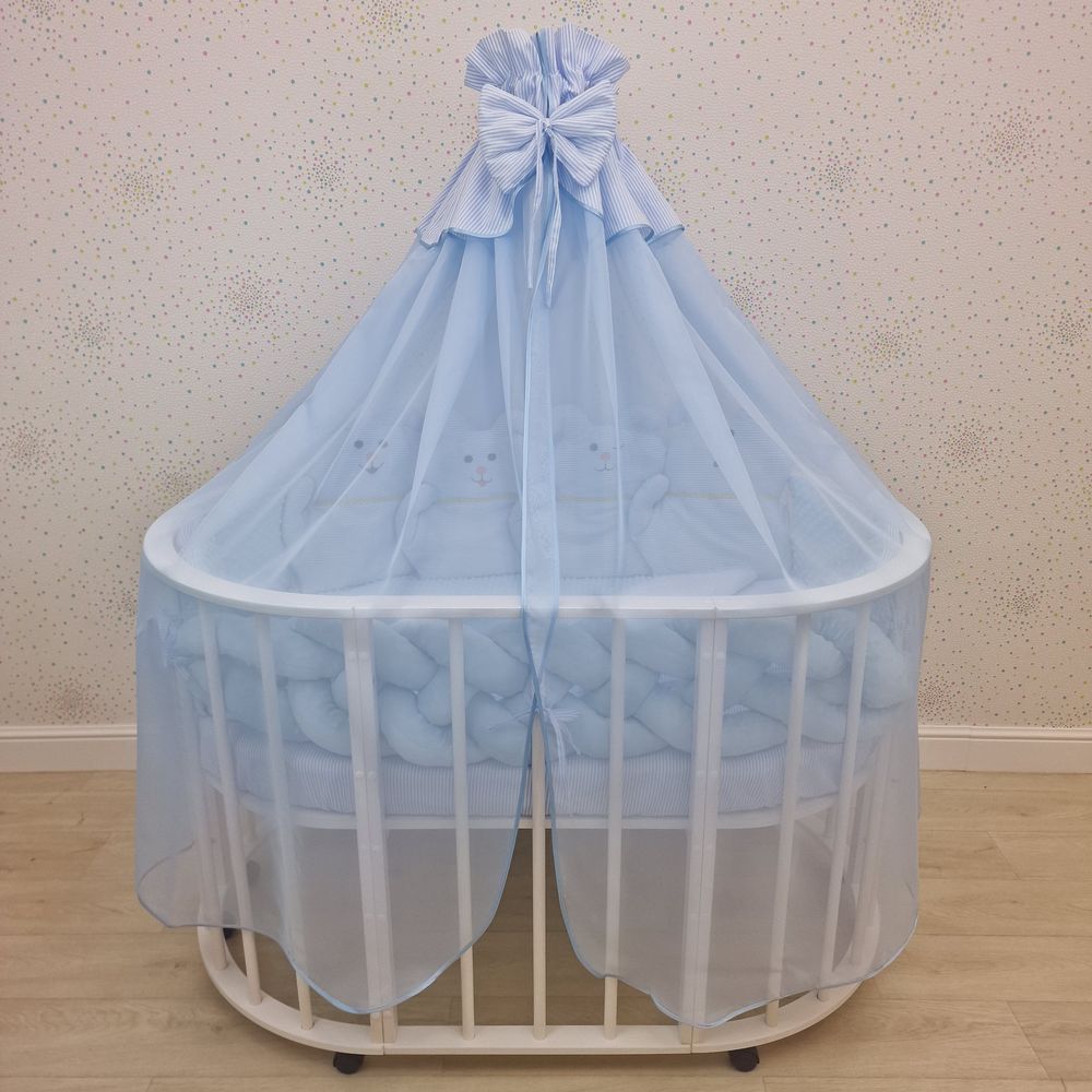 Балдахин с отделкой и оборкой с окантовкой (бязь/сеточка) + бант (бязь) артикул анонс 934_07