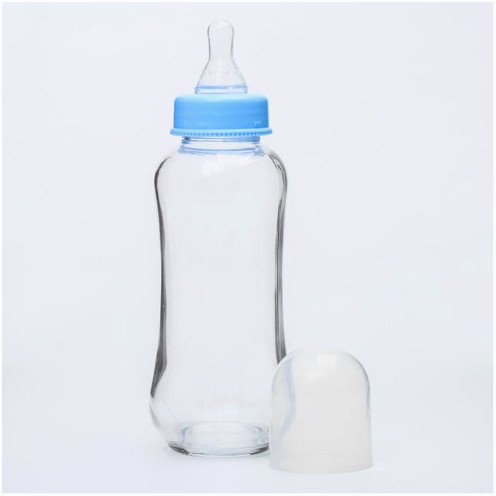 № 4627672 Бутылочка для кормления, стекло, 250 мл., без ручек, цвет МИКС