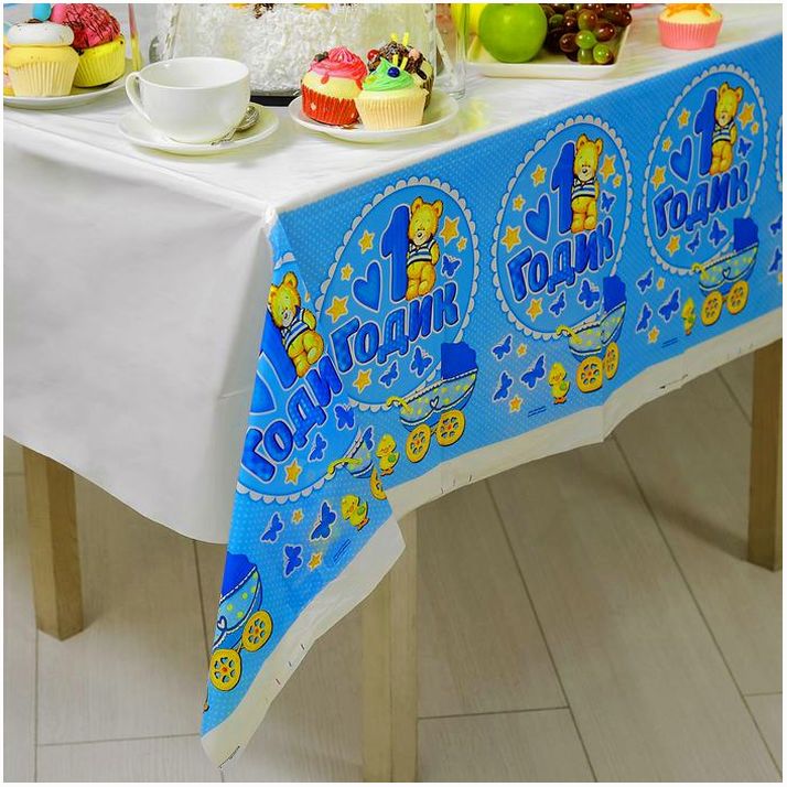 Скатерть «1 годик», малыш, 180х137 см артикул анонс 1481962