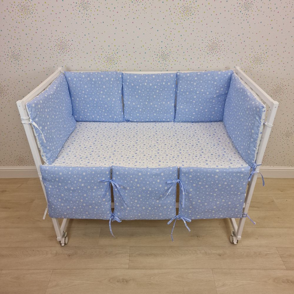 Бортик из 8 (6кв+2пр) подушек по всему периметру кроватки (бязь + синтепон) артикул анонс 949_24