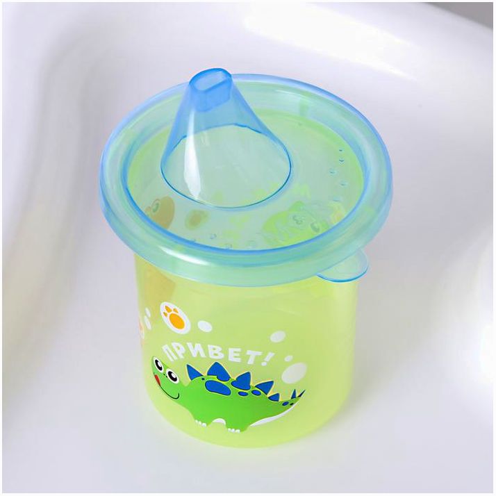 Картинка Поильник детский «Динозаврик Рикки» с твёрдым носиком 200 мл, цвет желтый/синий (№3721450) от магазина Мир детей Товары для Новорожденных