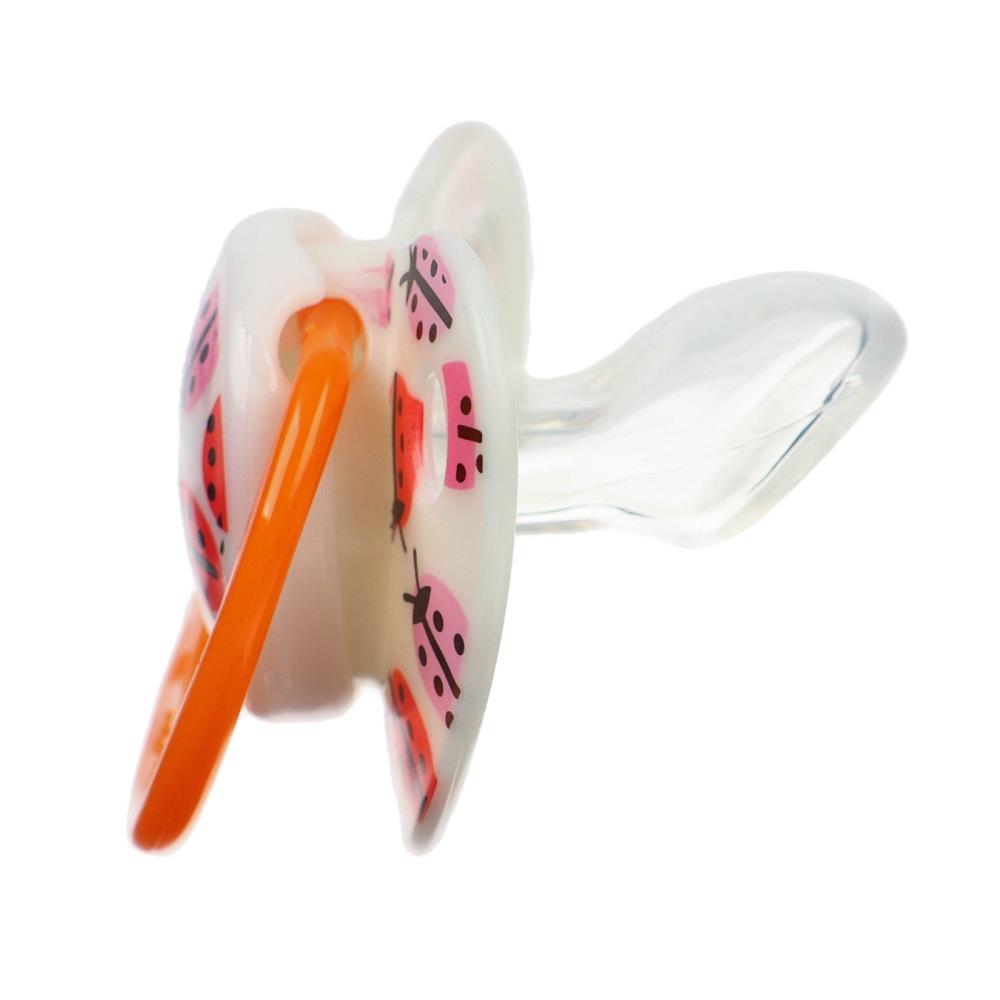 Картинка Соска - пустышка силиконовая ортодонтическая «Божья коровка», от 3 мес., с колпачком, цвет оранжевый (№9485957) от магазина Мир детей Товары для Новорожденных