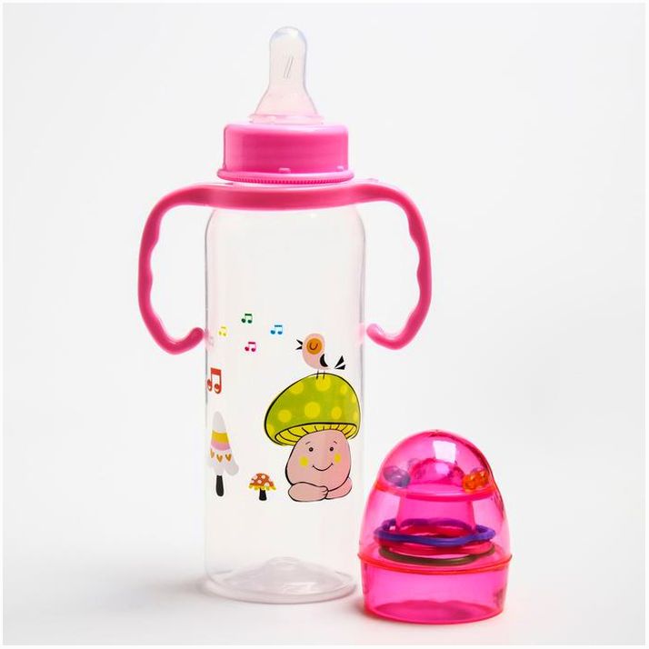 Картинка Бутылочка (крышечка, погремушка), классическое горло, 250 мл., от 3 мес.,средний поток, цвета МИКС (№145001) от магазина Мир детей Товары для Новорожденных