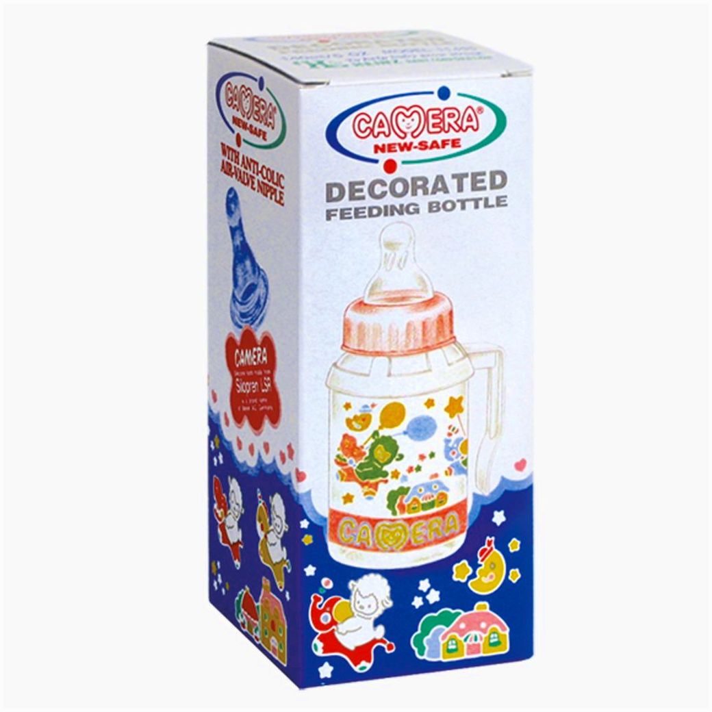 Картинка Бутылочка классическая с ручкой (пластик, силиконовая соска) Размер 140 мл (№51495К) от магазина Мир детей Товары для Новорожденных