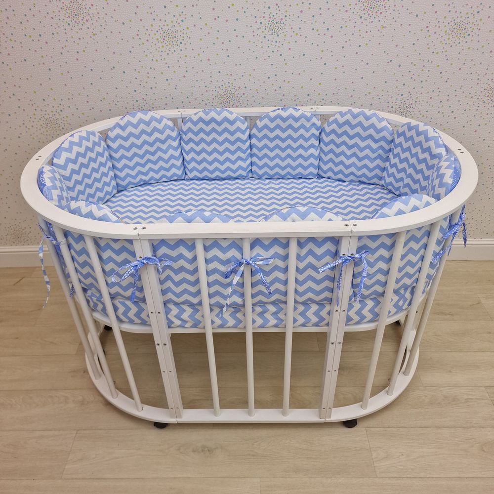 Бортик из 12 подушек Полукруг по всему периметру кроватки (бязь + синтепон) артикул анонс 974_05