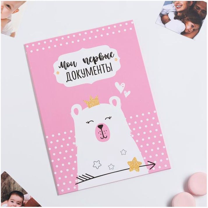 Папка для свидетельства о рождении для девочки «Мишка», А4 артикул анонс 3815388