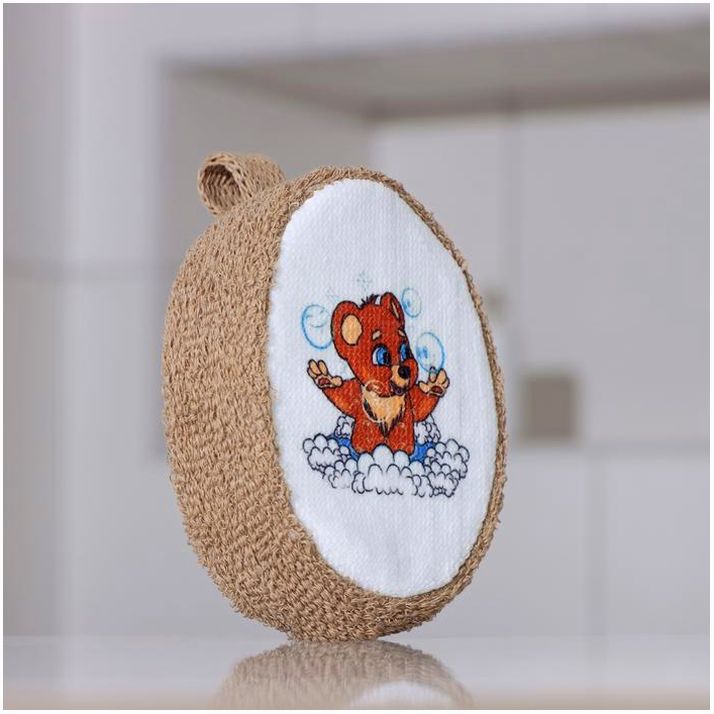 № 6832407 Мочалка для тела «Мишутка», 11?14 см, цвет микс