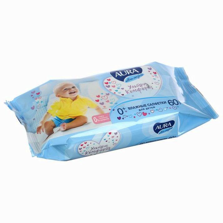 № 1165938 Влажные салфетки Aura Ultra Comfort, детские, 60 шт