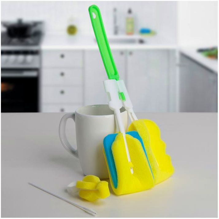 Набор ёршиков для посуды, 4 шт, цвет МИКС артикул анонс 4613133