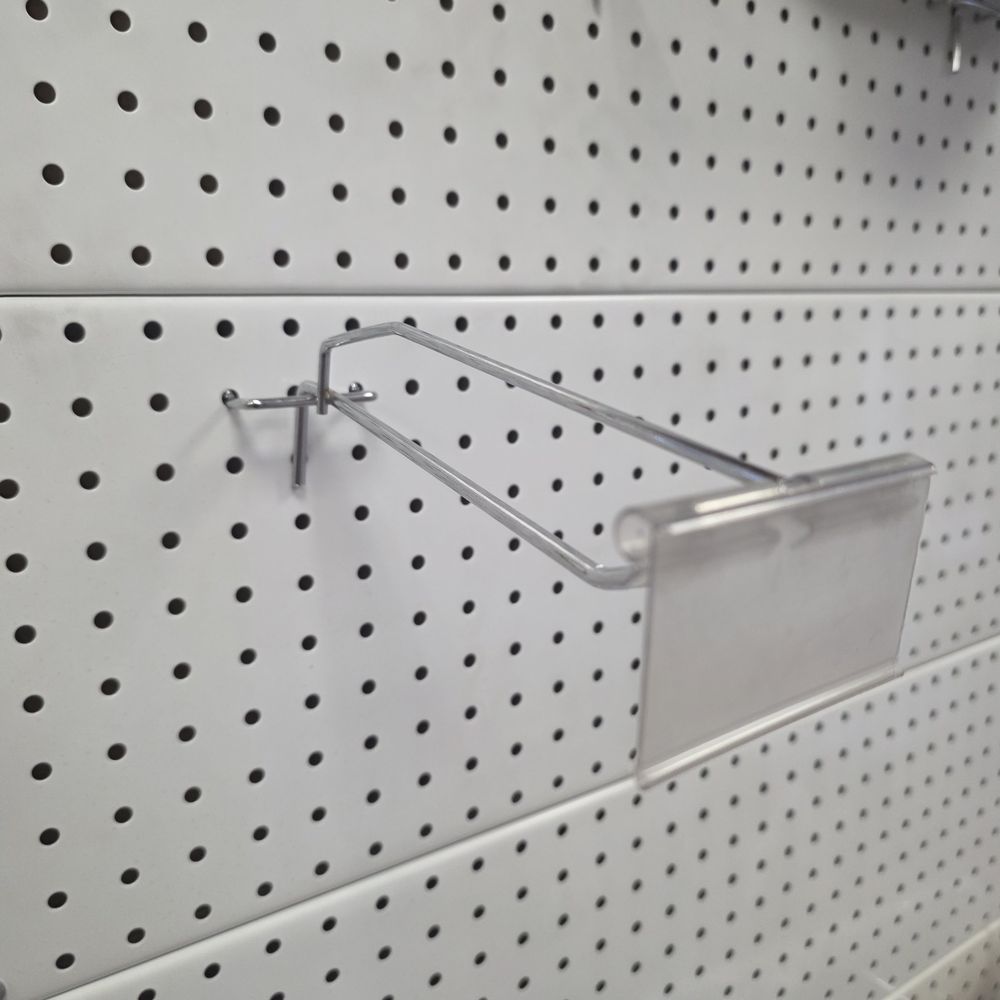 Крючок (кронштейн) на перфорированный стеллаж водолей (длина 40 см/ценникодержатель) хром артикул анонс вод-дв-40ц