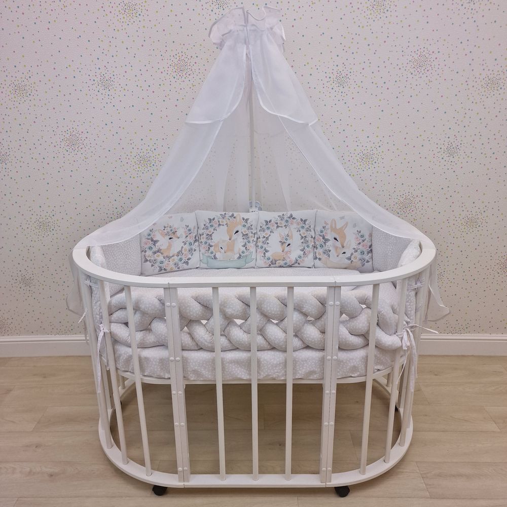 КПБ 15 пр (балдахин + борт + пододеяльник + одеяло + наволочка + подушка + простынь (бязь) коса артикул анонс 1163-0-1П_06