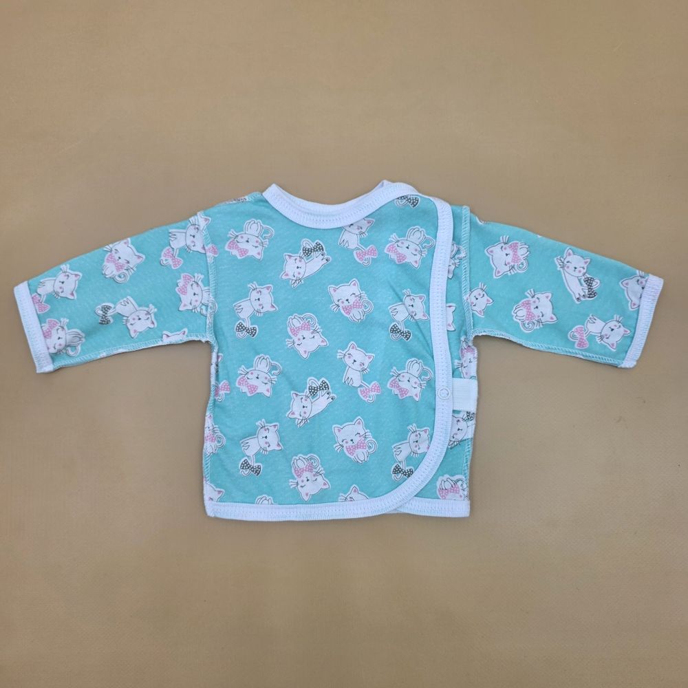 Распашонка №7 (кулирка, длинный рукав, кнопки на плече и сбоку, швы наружу) артикул анонс 1560-56МД