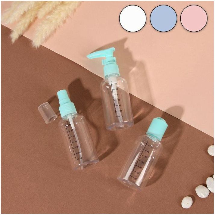 Набор для хранения, 3 предмета, со шкалой деления, цвет розовый артикул анонс 3547452