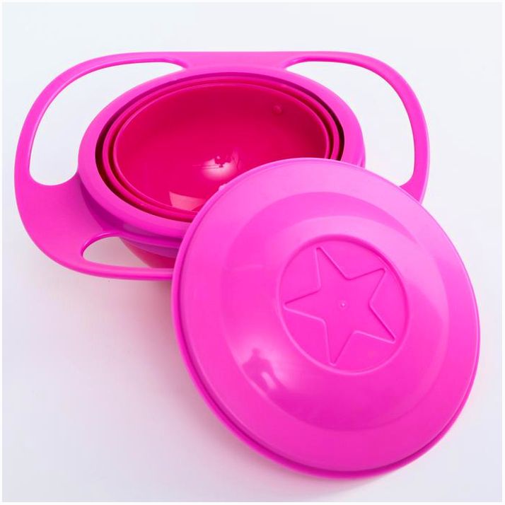 Картинка Детская миска «Тарелка-неваляшка», цвет розовый с крышкой (№1886871) от магазина Мир детей Товары для Новорожденных