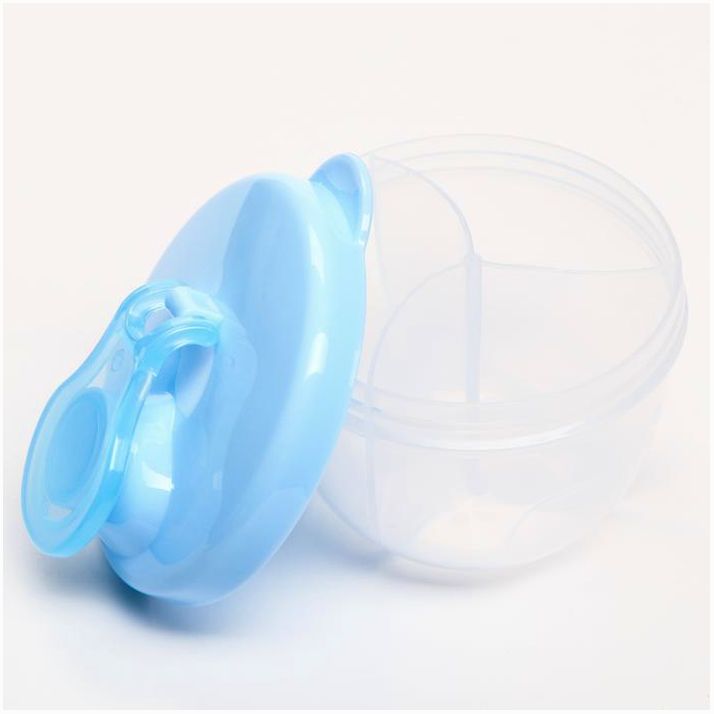 Картинка Контейнер для хранения детского питания, 3 секции по 90 мл., 9,2х8,8х8 см., 270 мл., цвет голубой (№7653249) от магазина Мир детей Товары для Новорожденных