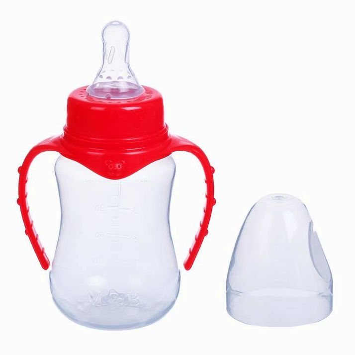 № 2969766 Бутылочка для кормления, классическое горло, приталенная, с ручками, 150 мл, от 0 мес, цвет красный