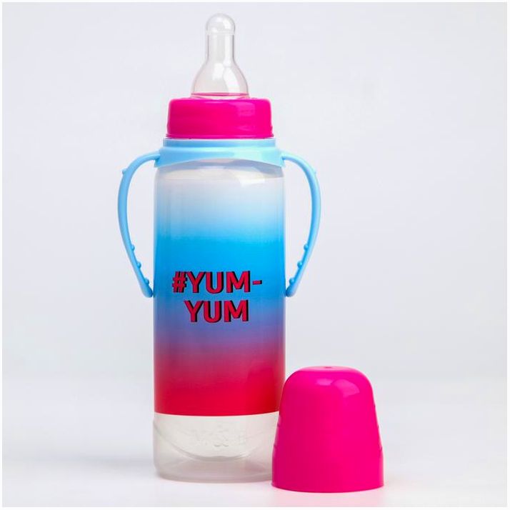 Картинка Бутылочка для кормления YUM-YUM, 250 мл цилиндр, с ручками (№5399490) от магазина Мир детей Товары для Новорожденных