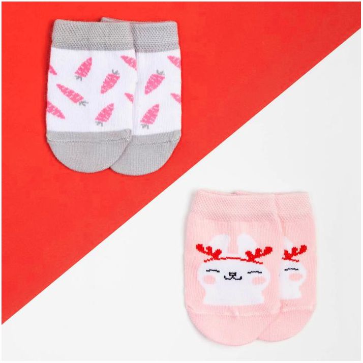 № 7182759 Набор новогодних носков Крошка Я «Зайчик», 2 пары, 8-10 см