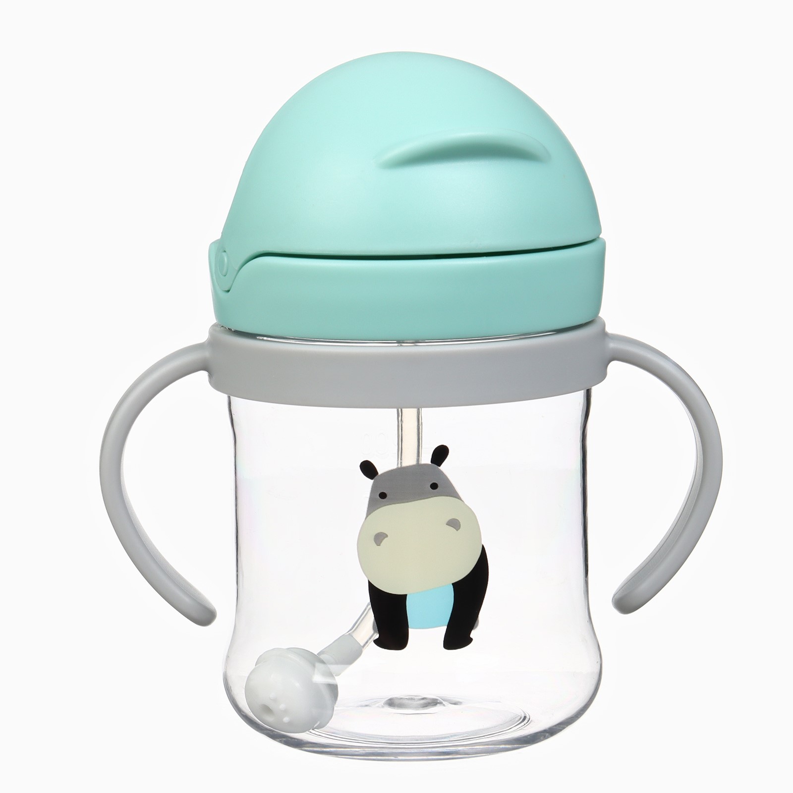 № 10430651 Поильник с силиконовой трубочкой, 250 мл., с ручками, цвет бирюзовый, Крошка Я