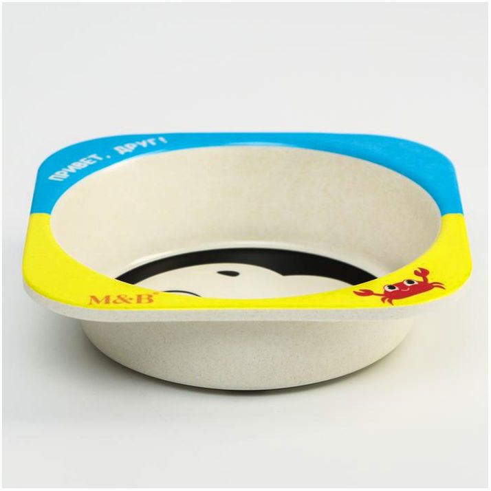 Картинка Миска - тарелочка детская из бамбука «Пингвин», 14х14х4 (№5083918) от магазина Мир детей Товары для Новорожденных