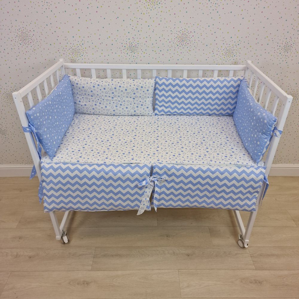 Бортик из 6 (0кв+6пр) подушек по всему периметру кроватки (бязь + синтепон) артикул анонс 962_08