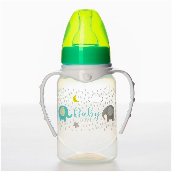 Бутылочка для кормления Baby love, классическое горло, от 0 мес, 150 мл., цилиндр, с ручками артикул анонс 7633271