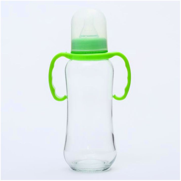 Бутылочка для кормления, стекло, 250 мл., с ручками, цвет МИКС артикул анонс 4627671