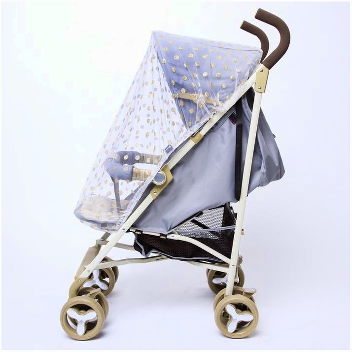 Москитная сетка на коляску универсальная «Золотой горошек» 100х130 см артикул анонс 4733720