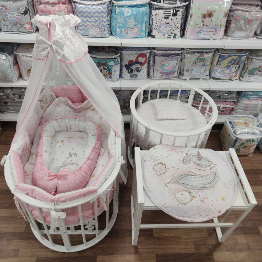 КПБ 21 пр (балдахин + борт + пододеяльник + 2 одеяла + навол + подуш + 2 прост + гнездо (бязь) 12кв артикул анонс 1151-О-1_12