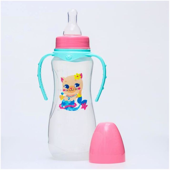 Картинка Бутылочка «ТРЕНД. Которусалка», клас горло, 250 мл, от 3 мес, приталенная, с ручками, цвет розовый (№4882549) от магазина Мир детей Товары для Новорожденных