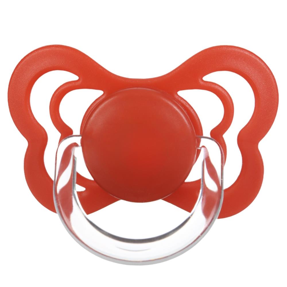 Картинка Соска - пустышка ортодонтическая, силикон, +6 мес., с держателем, цвет вишневый (№9887468) от магазина Мир детей Товары для Новорожденных