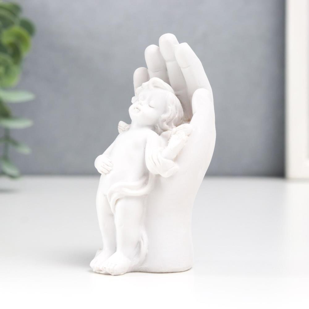 Картинка Сувенир полистоун "Белоснежный ангел прислонился к ладони" 9х4,5х3,5 см (№6260951) от магазина Мир детей Товары для Новорожденных